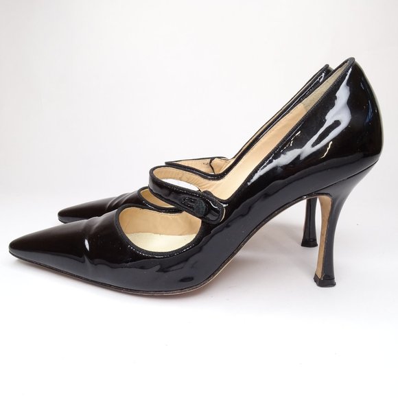 SOLD💥Manolo Blahnik Black Patent Pointed Toe Pump - Picture 3 of 10